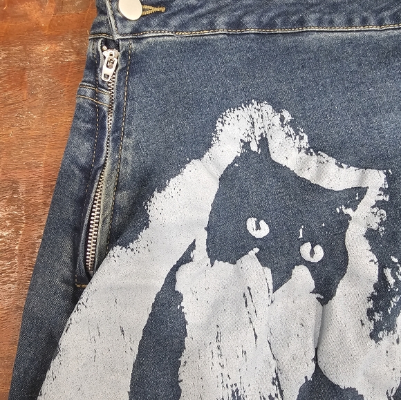 Stretchy Denim Kitty Cat Skirt - Picture 4 of 7